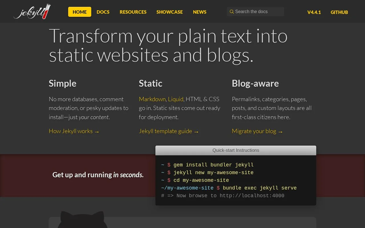 Jekyll homepage screenshot