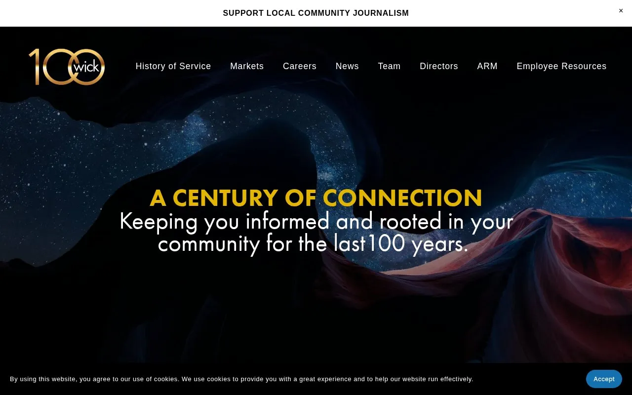 Wick Communications homepage screenshot
