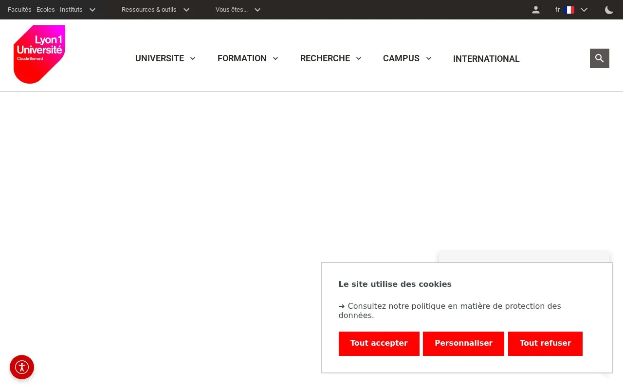 Universite Claude Bernard Lyon 1 homepage screenshot