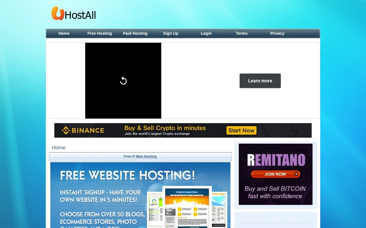 UHostAll.com homepage screenshot