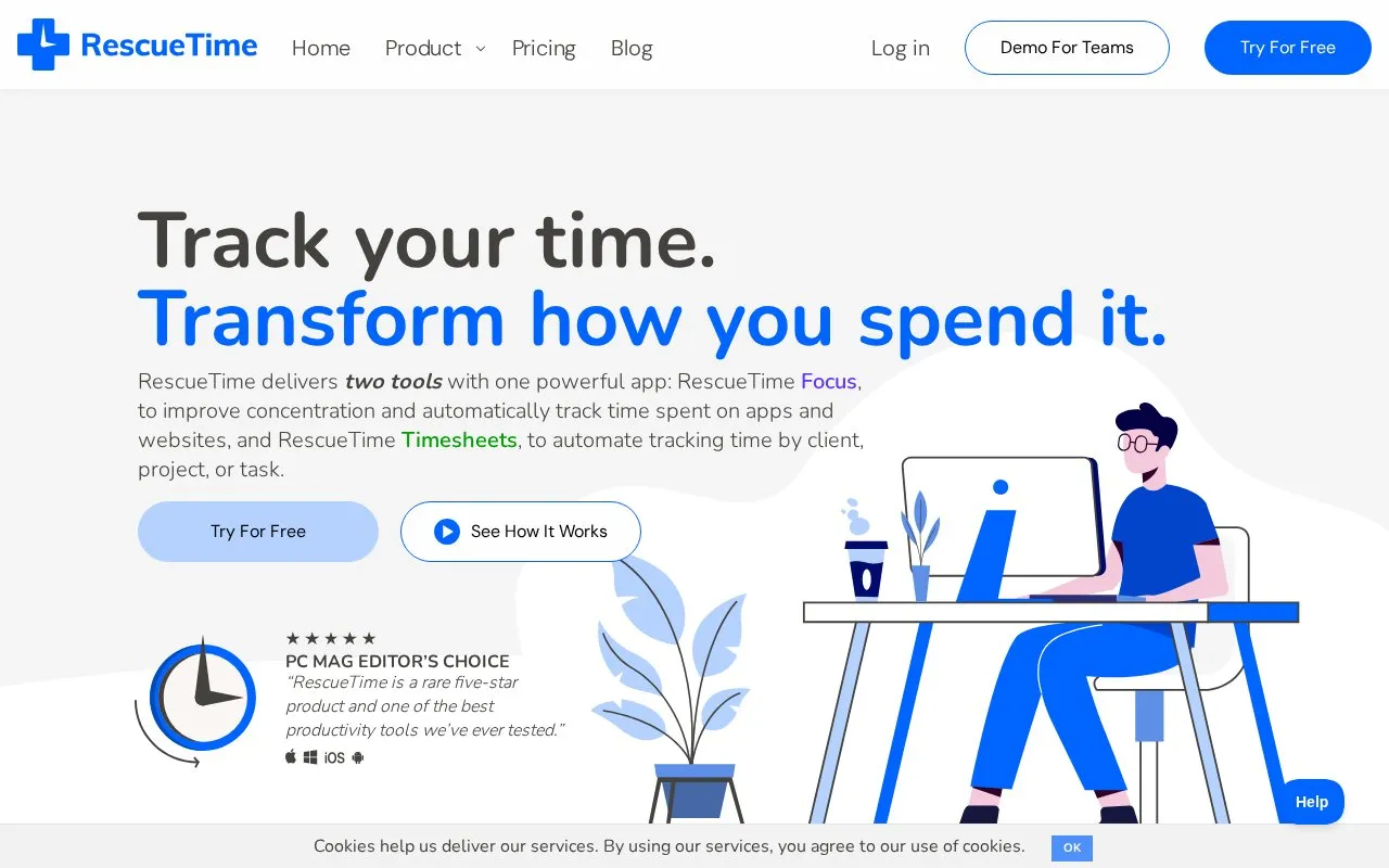 RescueTime homepage screenshot