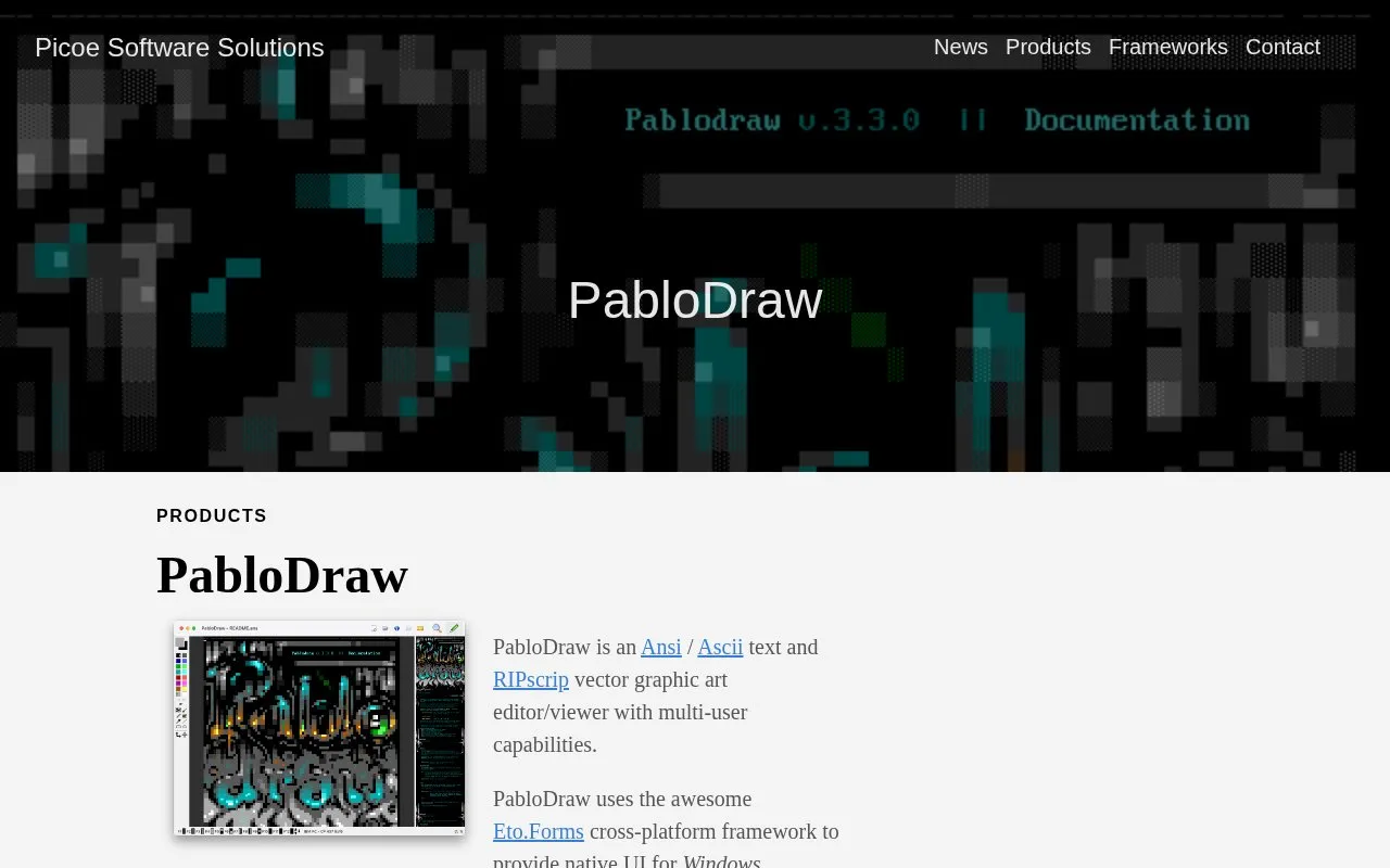 PabloDraw homepage screenshot