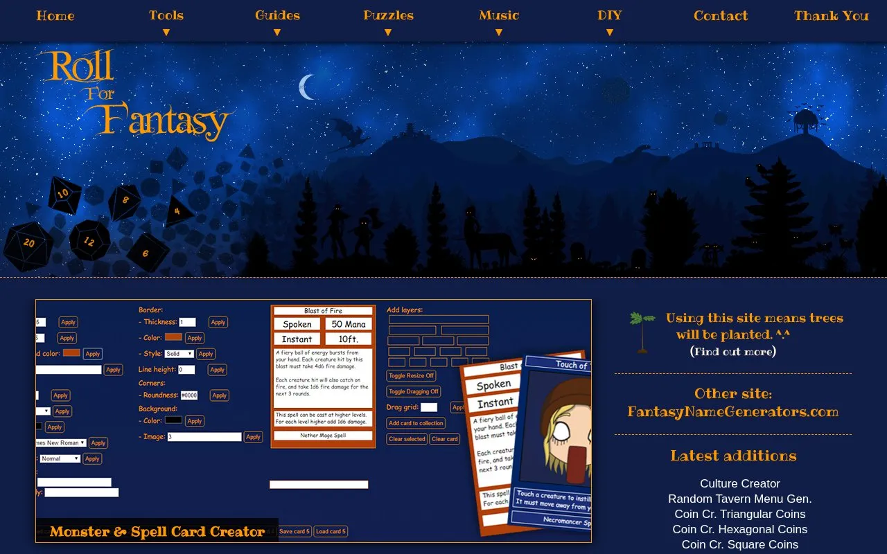 Roll for Fantasy homepage screenshot