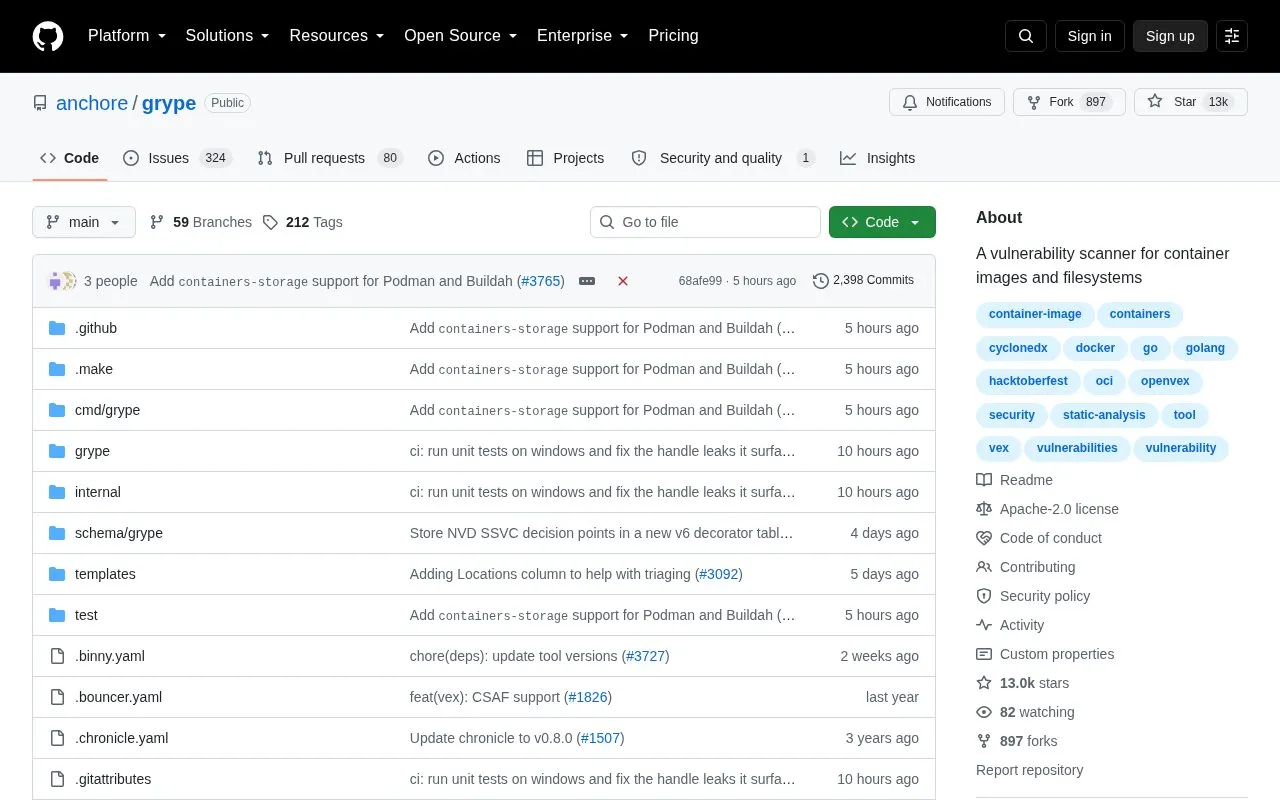 Grype homepage screenshot