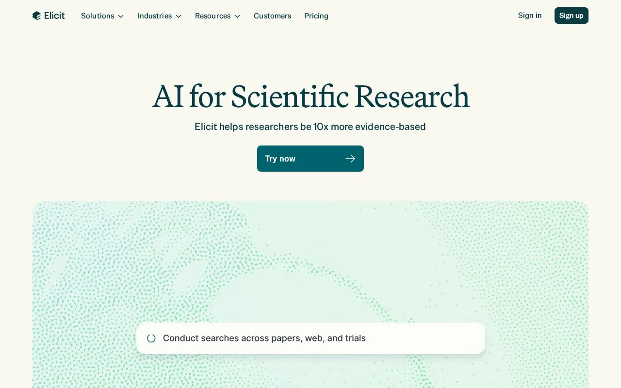 Elicit homepage screenshot