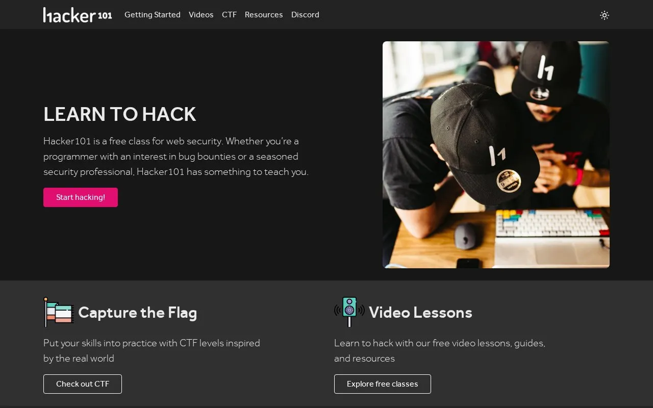 Hackers101 homepage screenshot