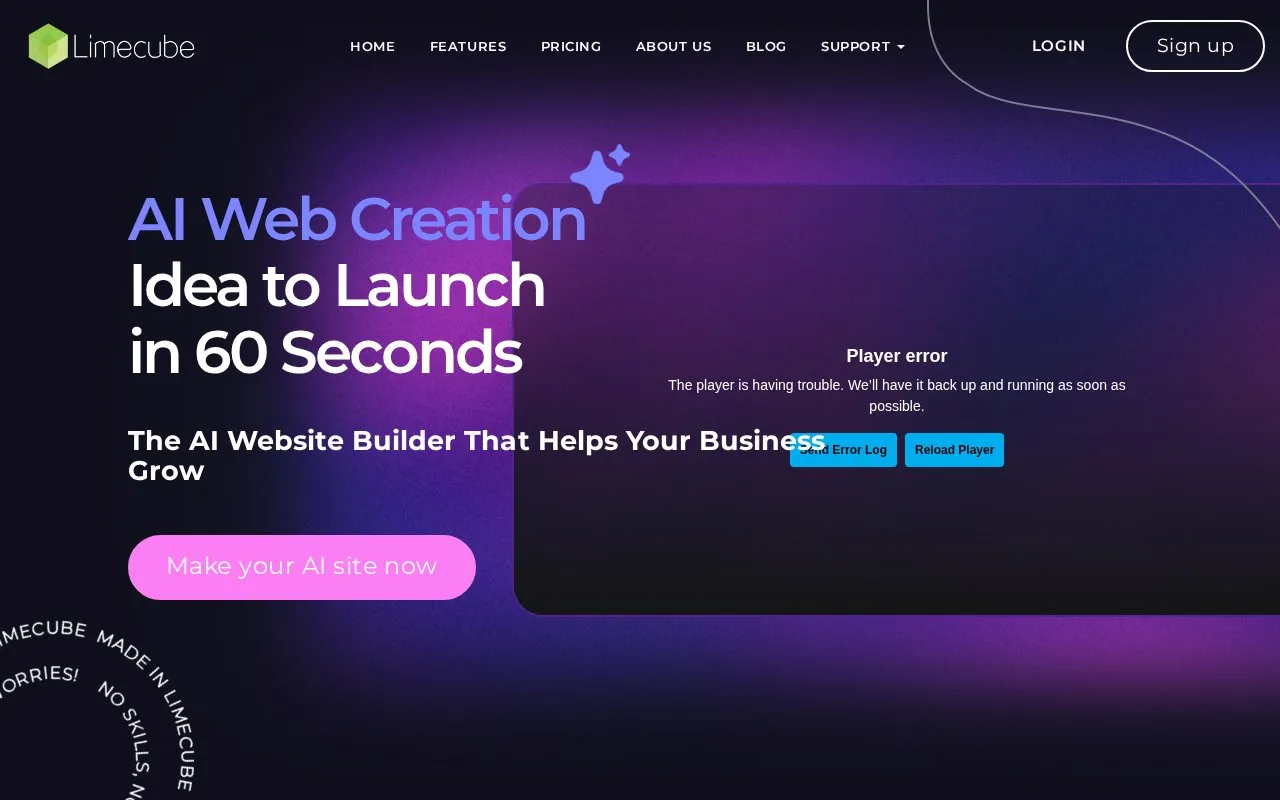Limecube homepage screenshot