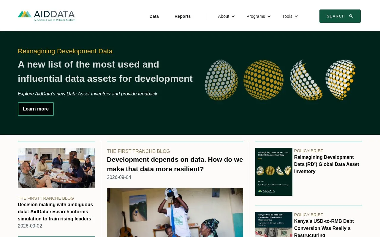 AidData homepage screenshot