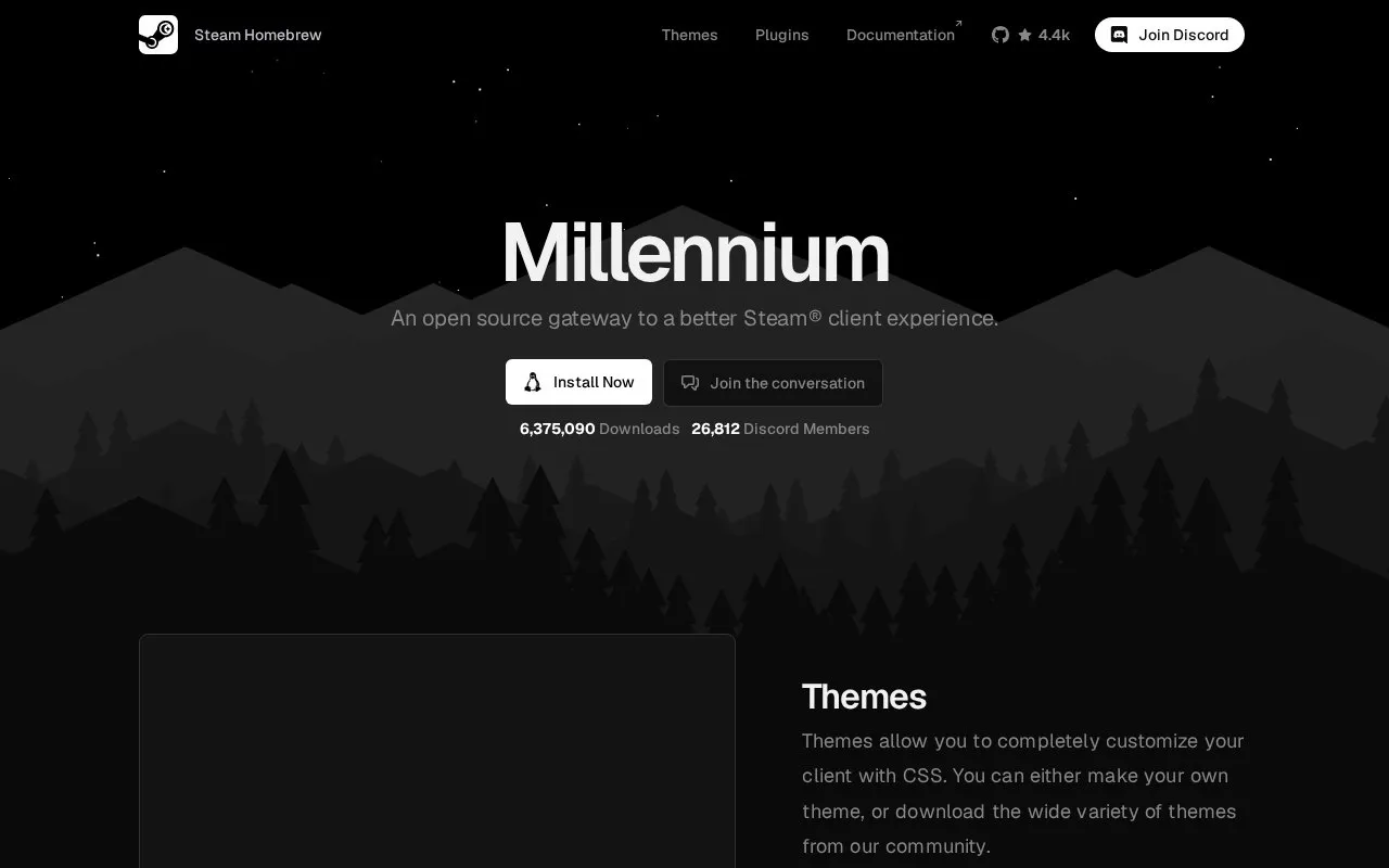 Millennium homepage screenshot