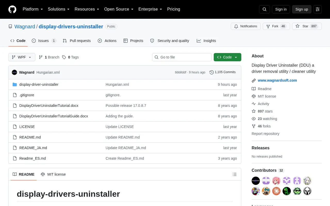 Display Drivers Uninstaller homepage screenshot