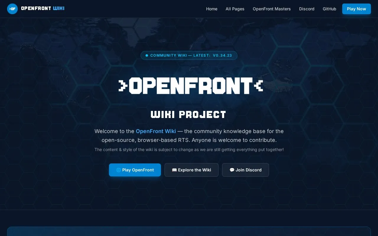 Openfront homepage screenshot