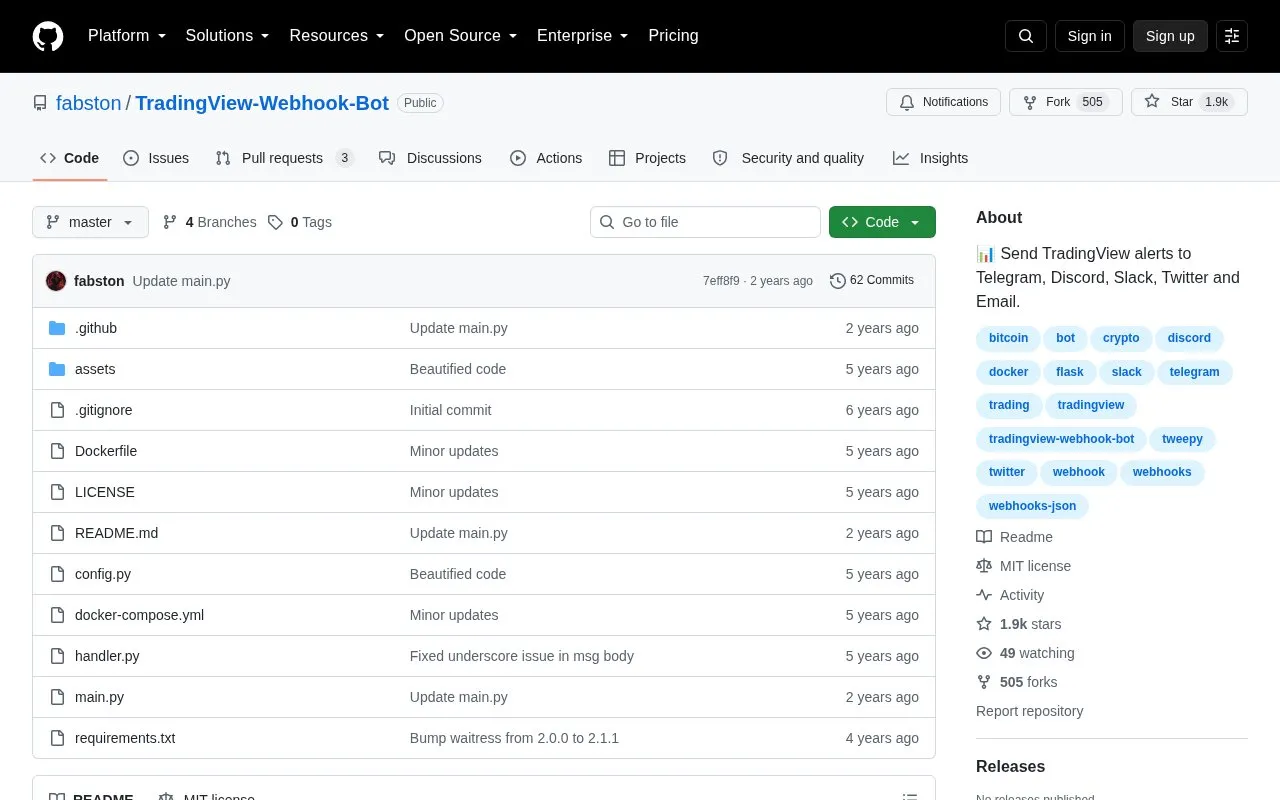 TradingView-Webhook-Bot homepage screenshot