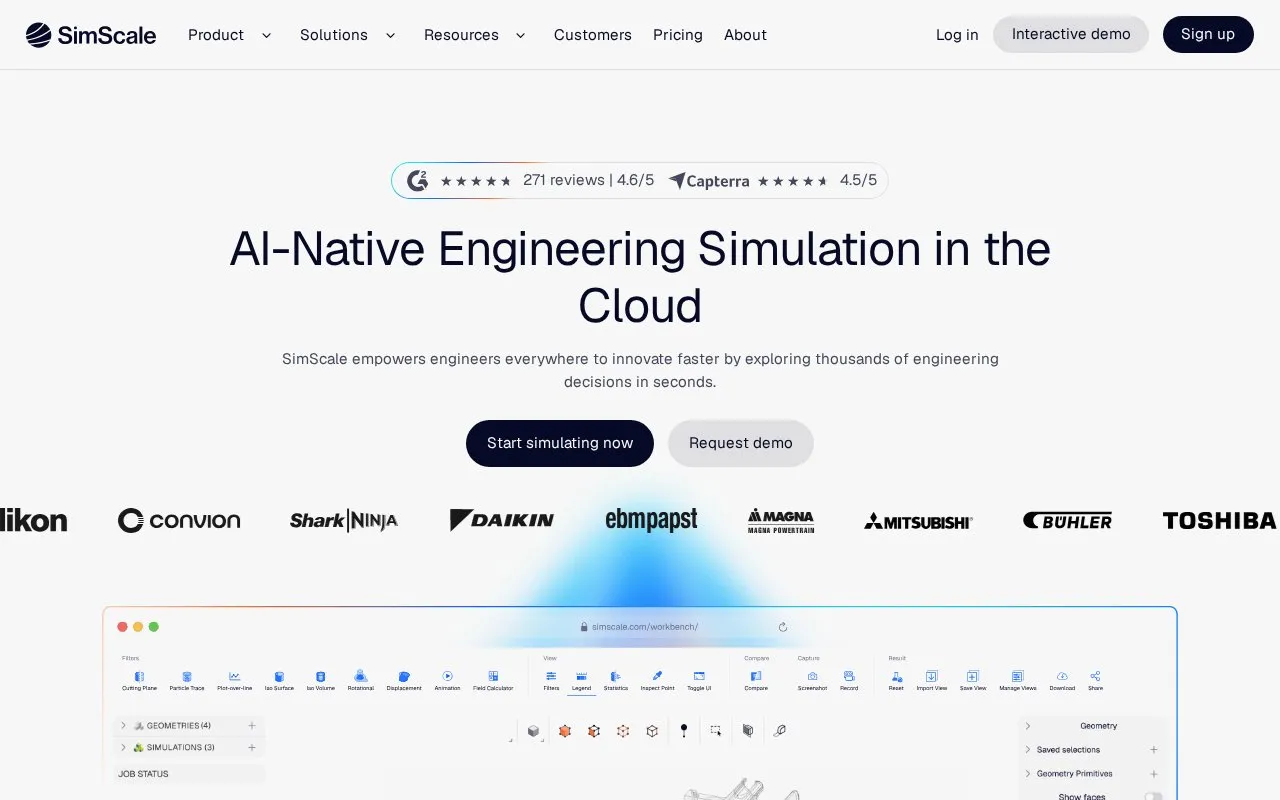SimScale homepage screenshot