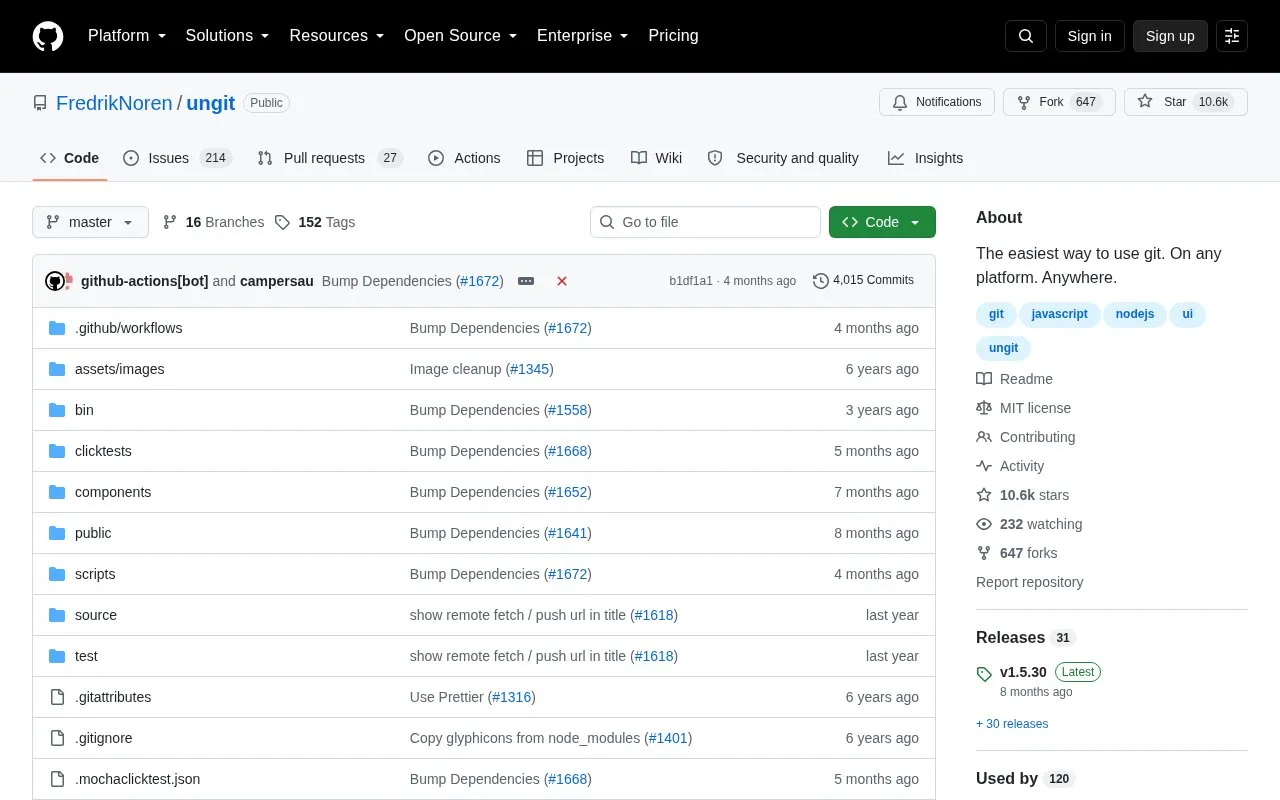 Ungit homepage screenshot