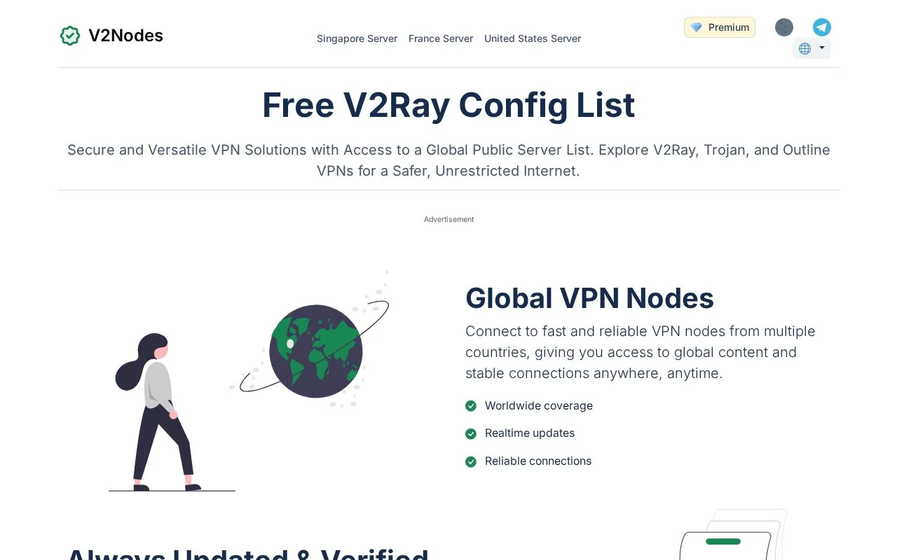 V2Nodes homepage screenshot