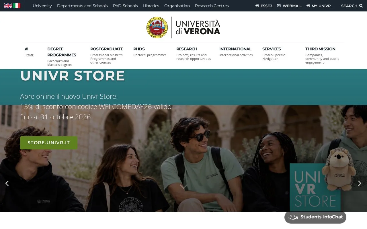 Universita degli Studi di Verona homepage screenshot
