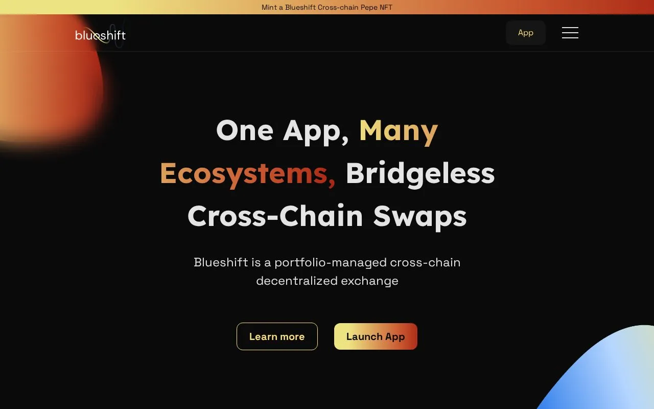 Blueshift homepage screenshot