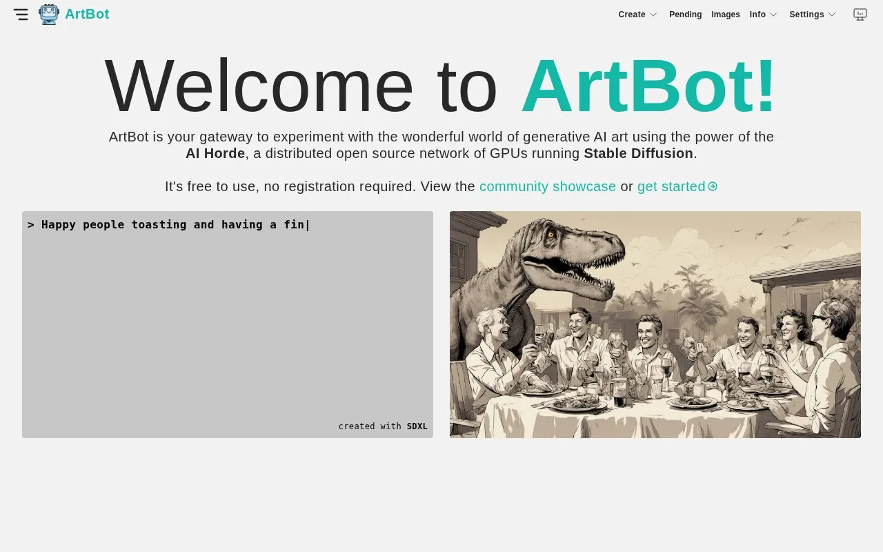 Artbot homepage screenshot