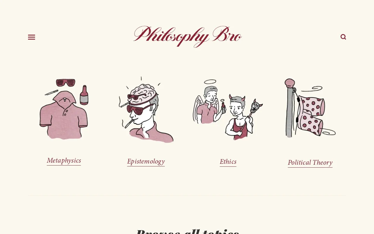 Philosophy Bro homepage screenshot