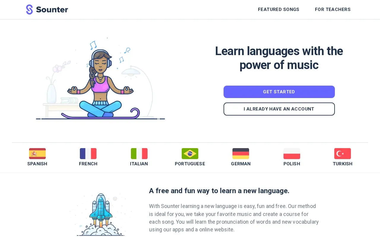 Sounter homepage screenshot