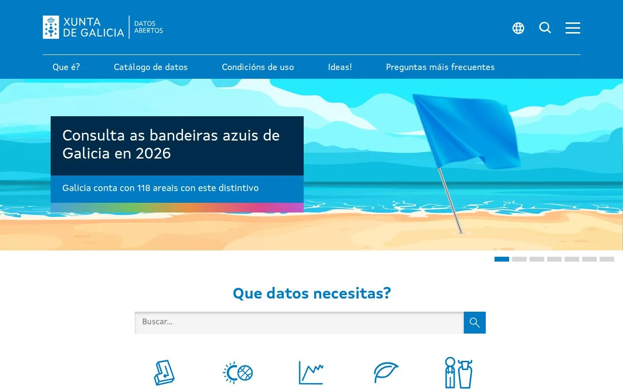 Xunta de Galicia Open Data homepage screenshot