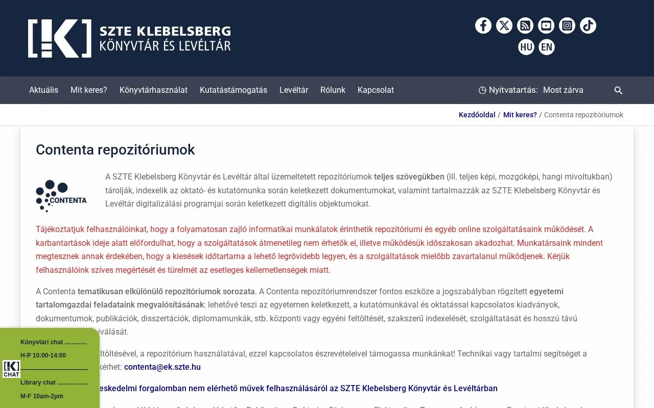 Contenta homepage screenshot