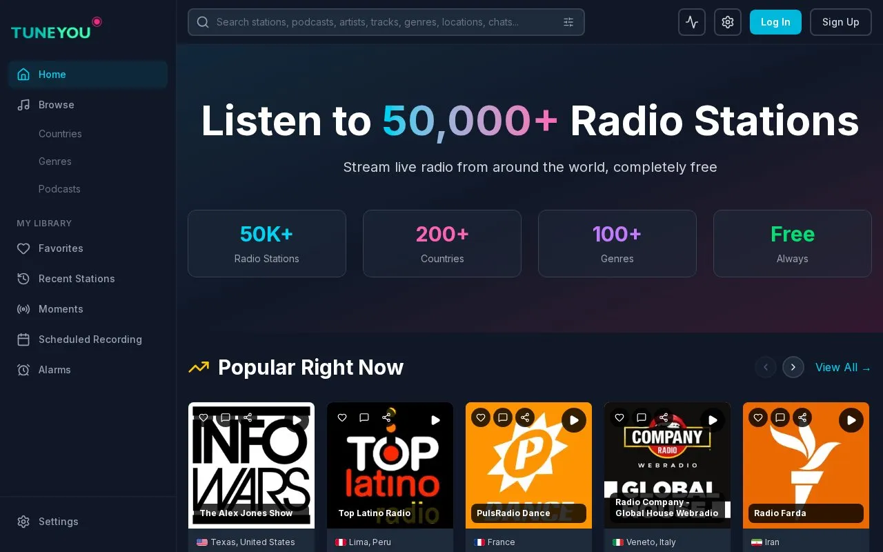 TuneYou homepage screenshot