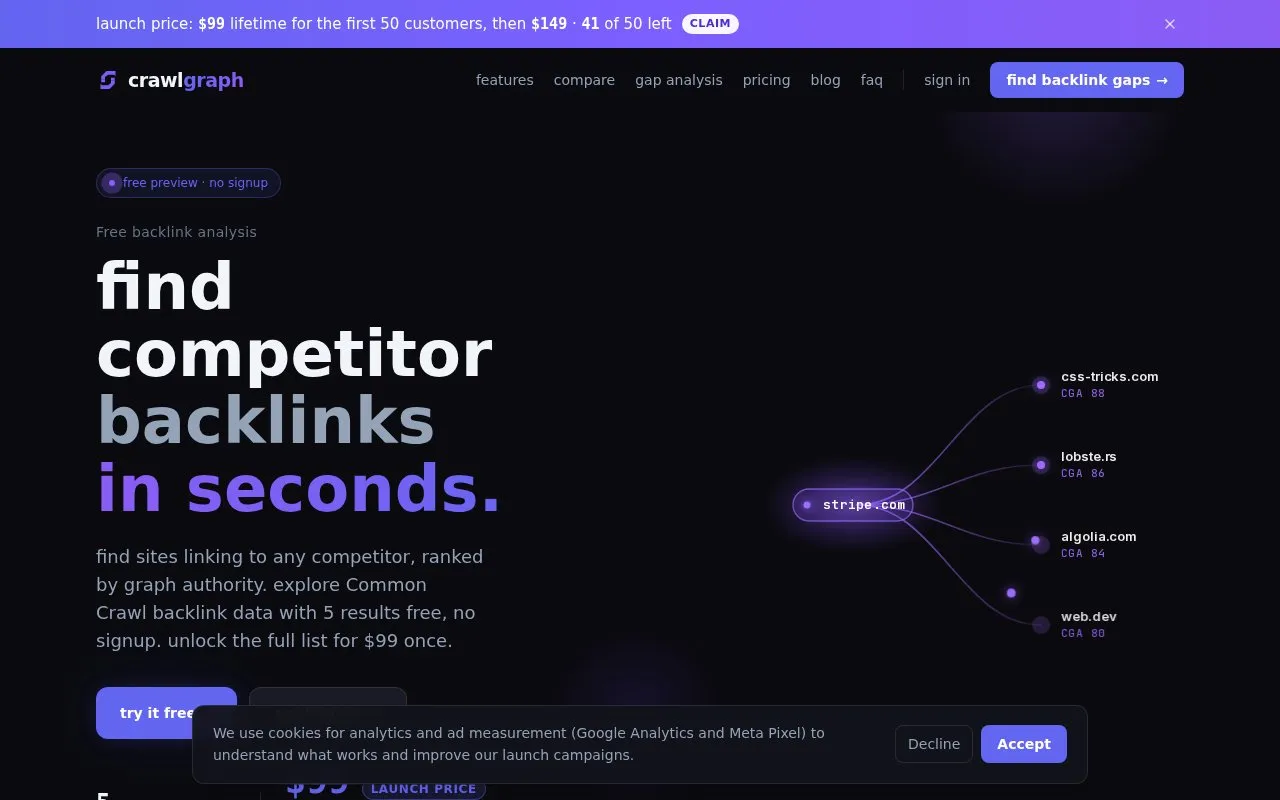 CrawlGraph homepage screenshot