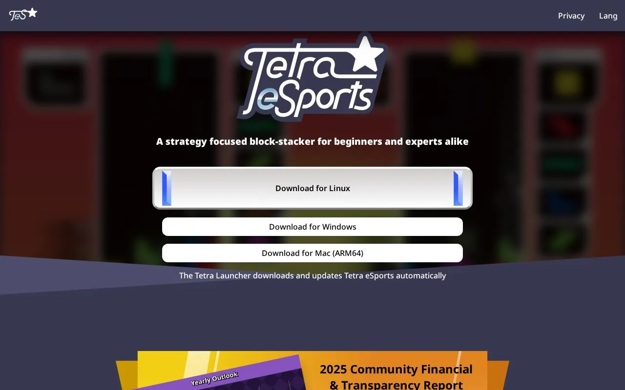 Tetra eSports homepage screenshot