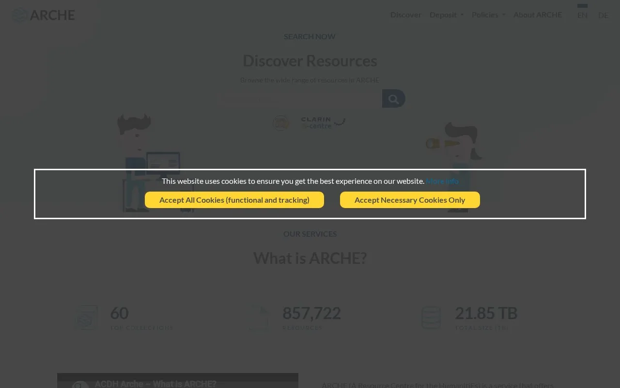 ARCHE homepage screenshot