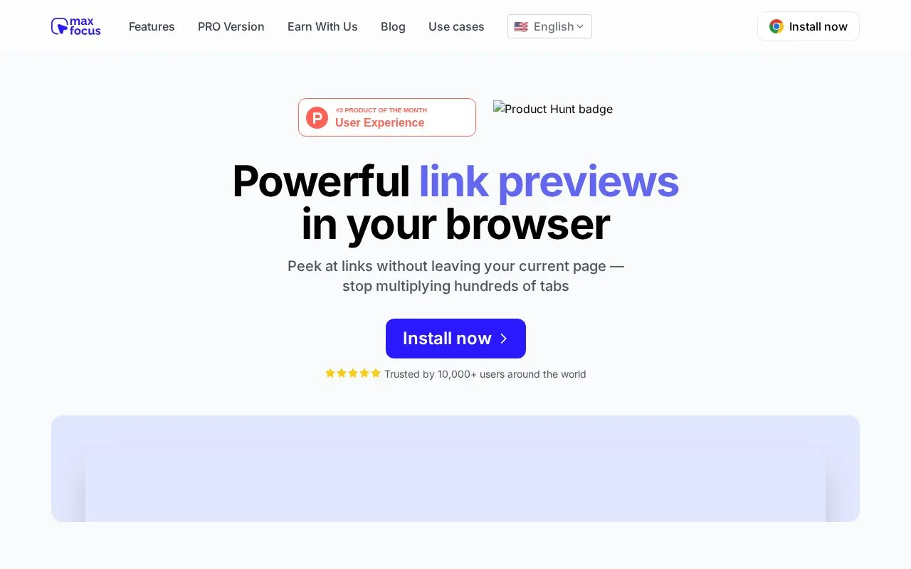 MaxFocus homepage screenshot