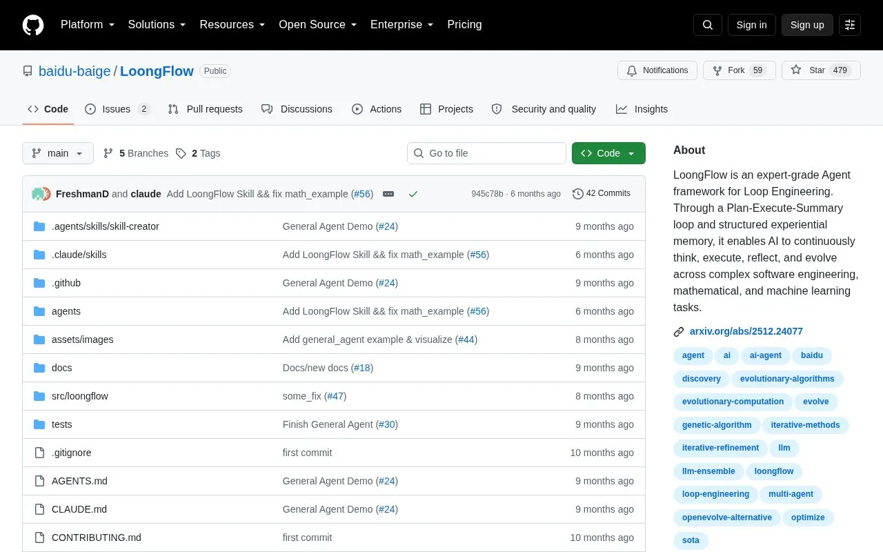 LoongFlow homepage screenshot