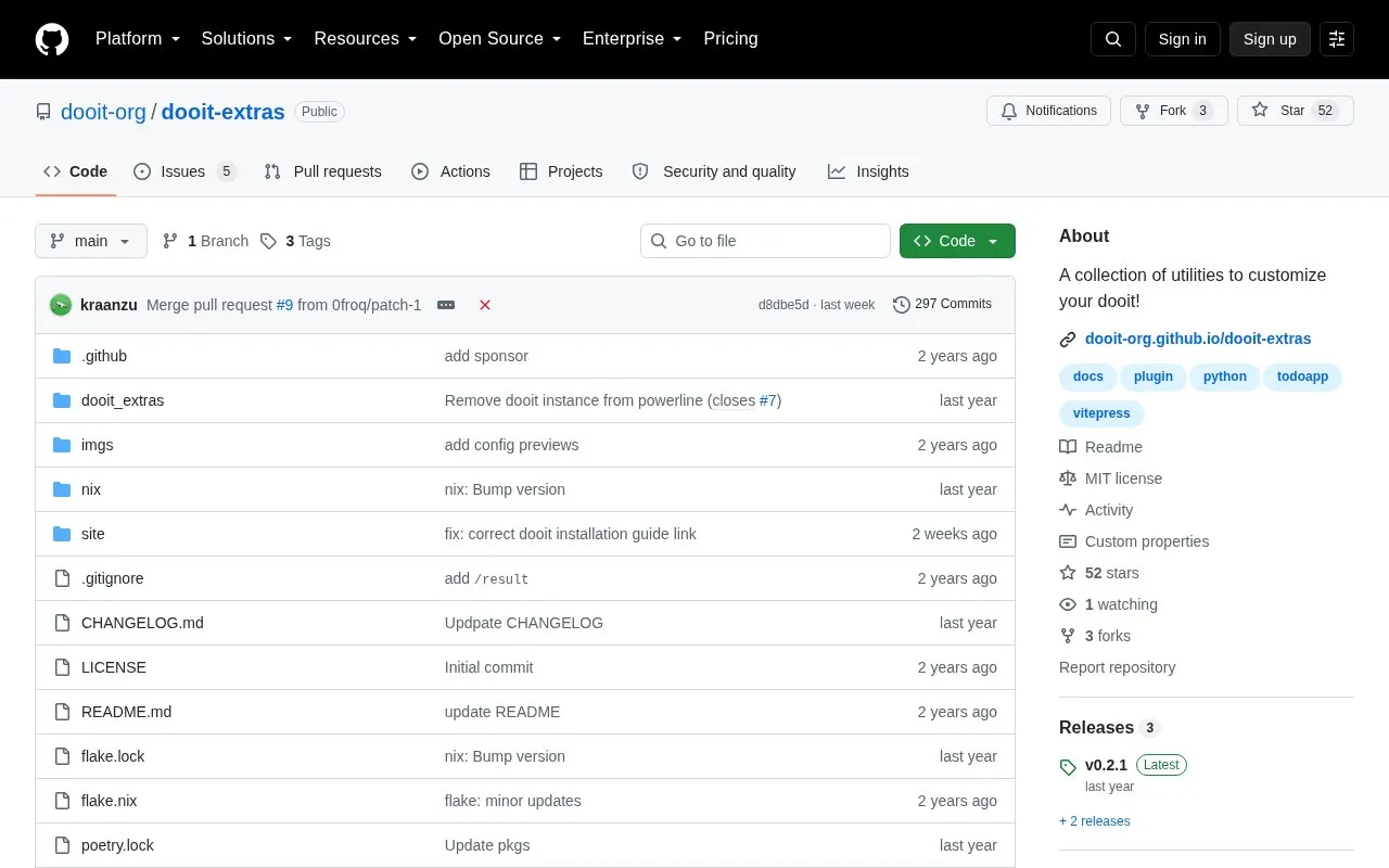 Extras homepage screenshot
