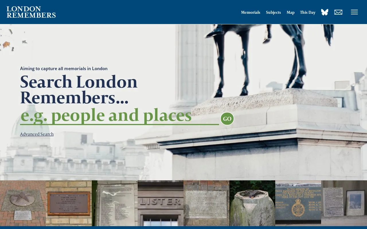 London Remembers homepage screenshot