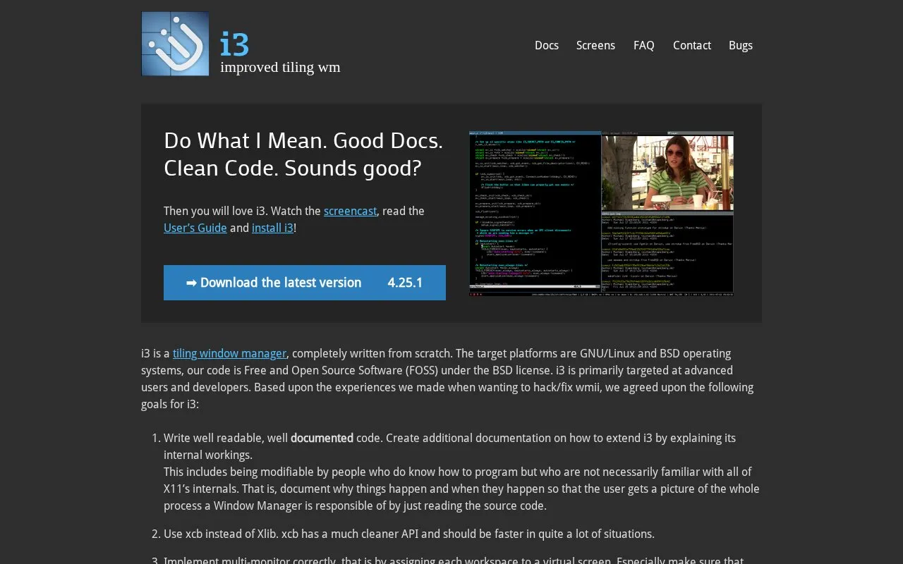 i3wm homepage screenshot