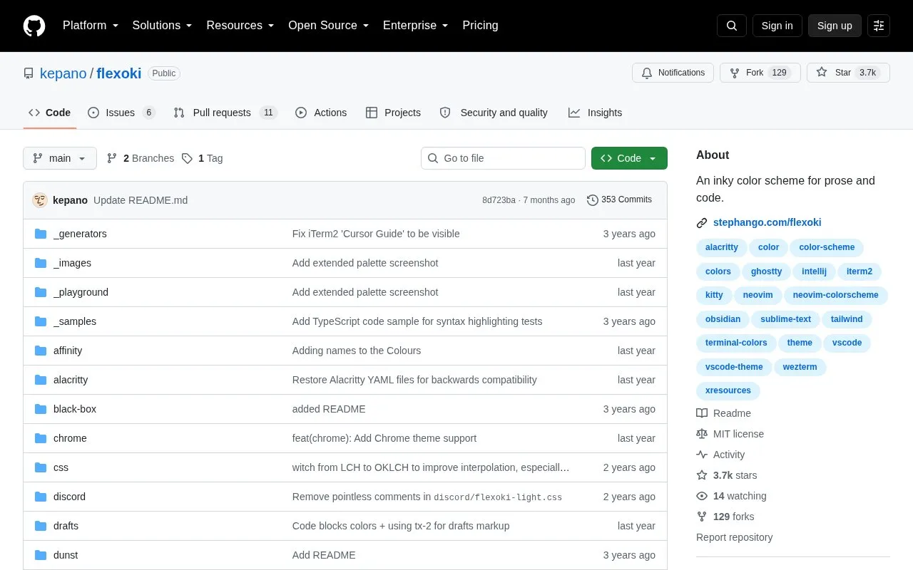 Flexoki homepage screenshot