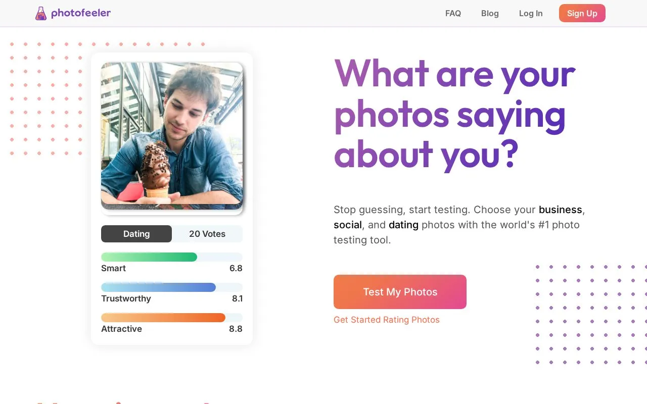 Photofeeler homepage screenshot
