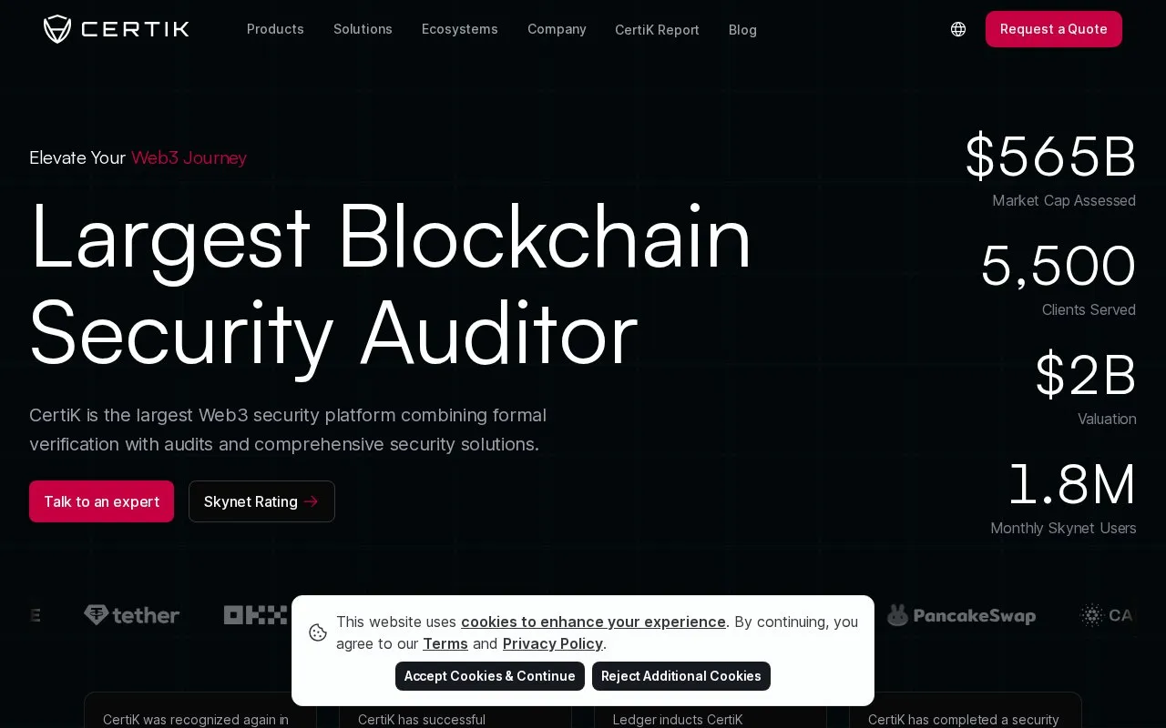 CertiK homepage screenshot