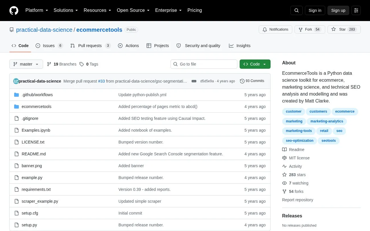ecommercetools homepage screenshot