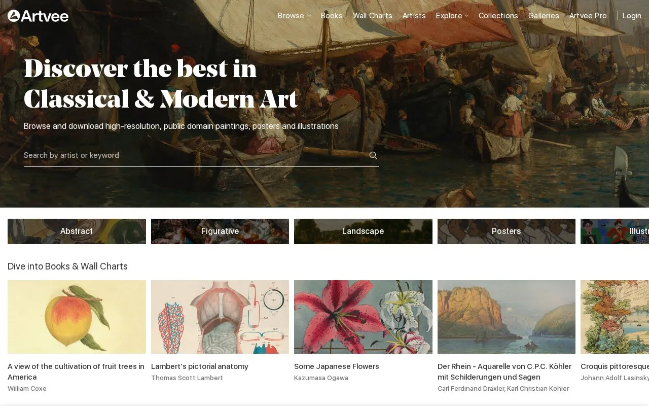 Artvee homepage screenshot
