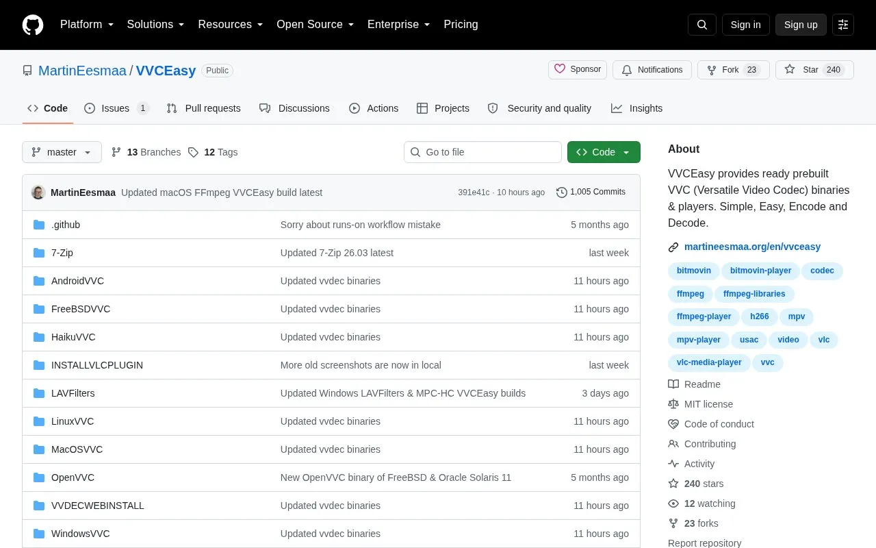 VVCEasy homepage screenshot