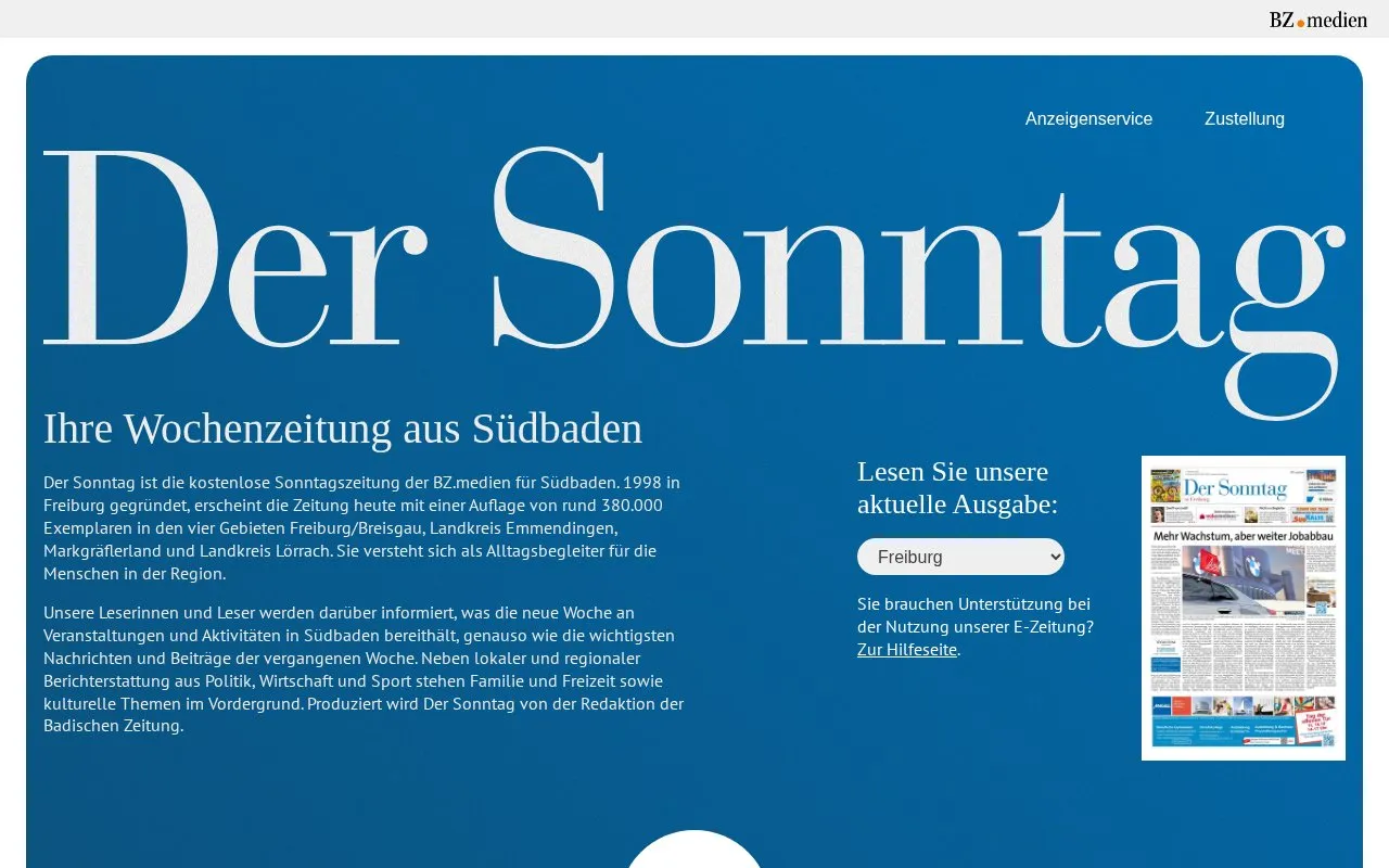 Der Sonntag homepage screenshot