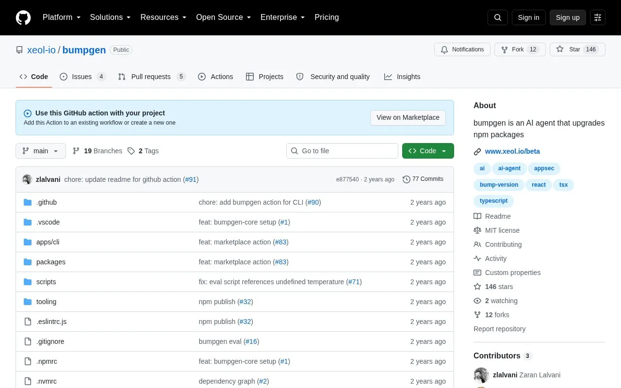 bumpgen homepage screenshot