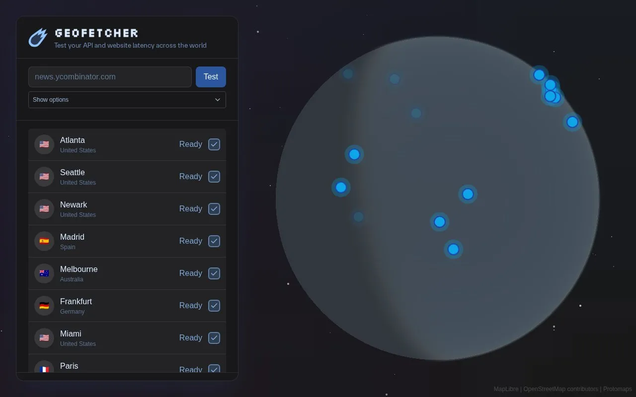 Geofetcher homepage screenshot