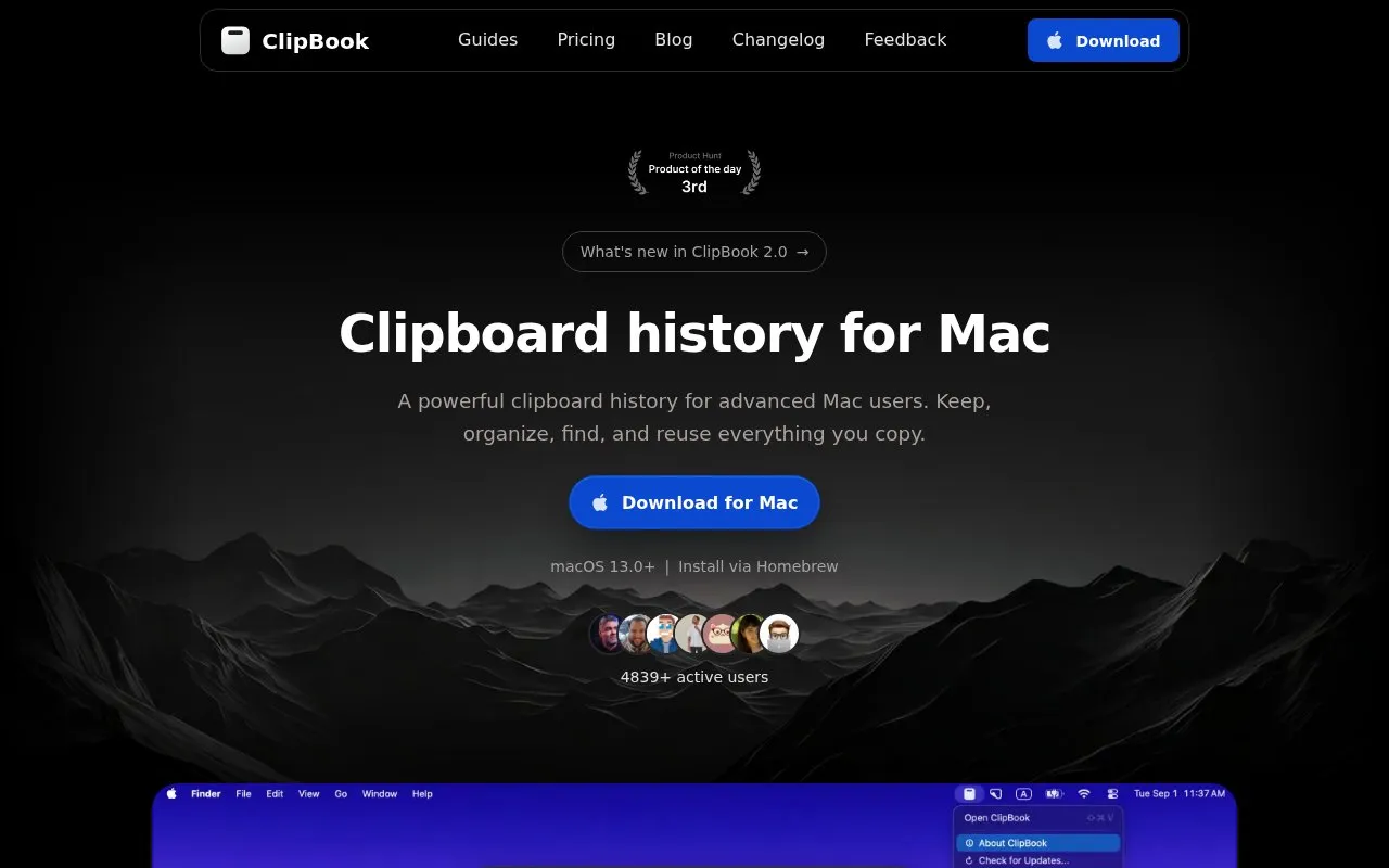 ClipBook homepage screenshot