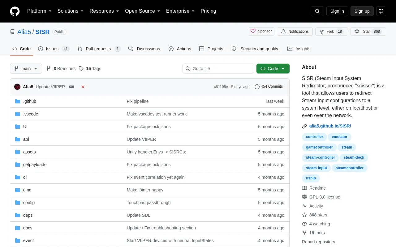 SISR homepage screenshot