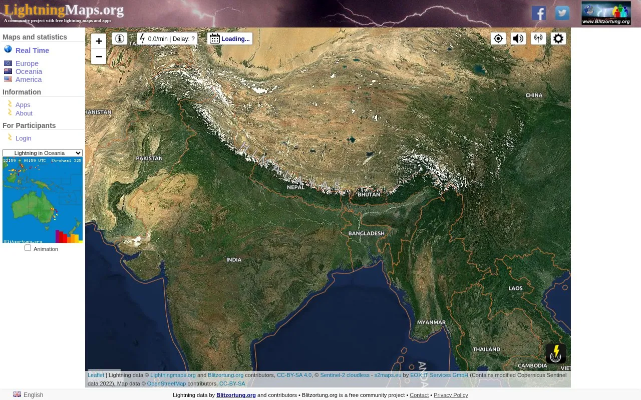 Lightning Maps homepage screenshot