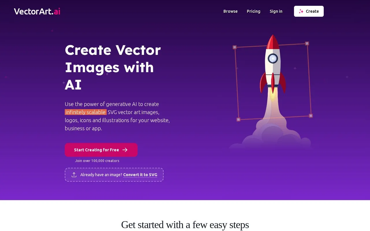 VectorArt.ai homepage screenshot