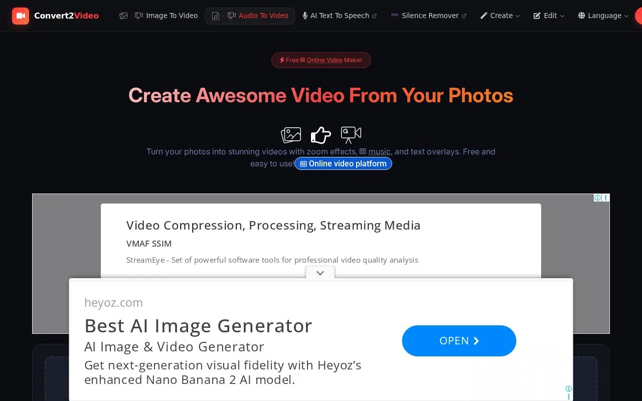 Convert2Video homepage screenshot
