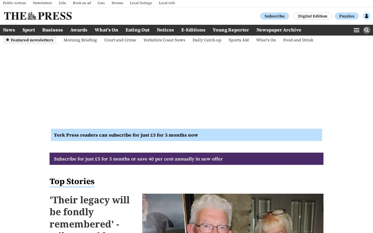 The Press homepage screenshot